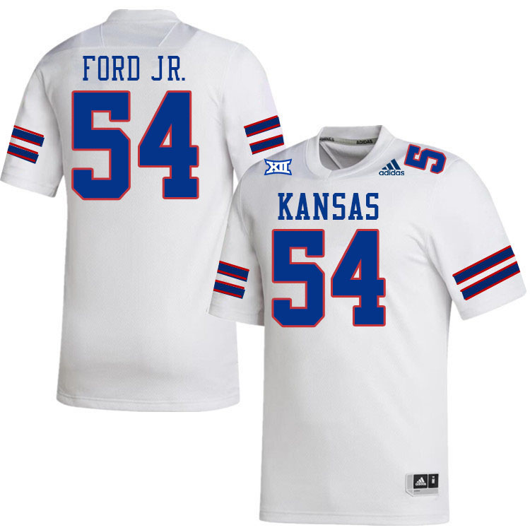 Men #54 Michael Ford Jr. Kansas Jayhawks College Football Jerseys Stitched Sale-White